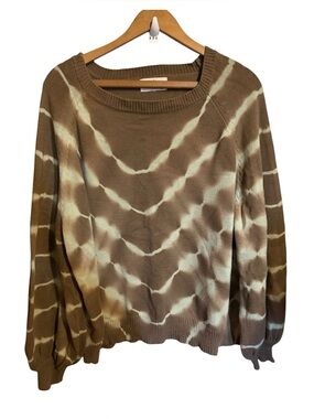 R2 Brown & Cream Tie-Dye Crewneck Sweater